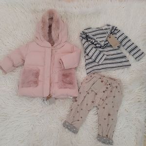 Zara baby coat light pink, lot